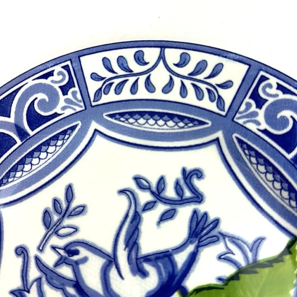 Blue Bird Ceramic Salad Plate Blue & White With Strawberries 7 ¾